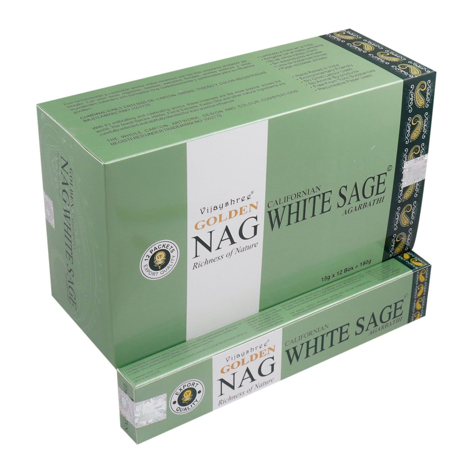 Golden Nag white sage incense, pack of 2