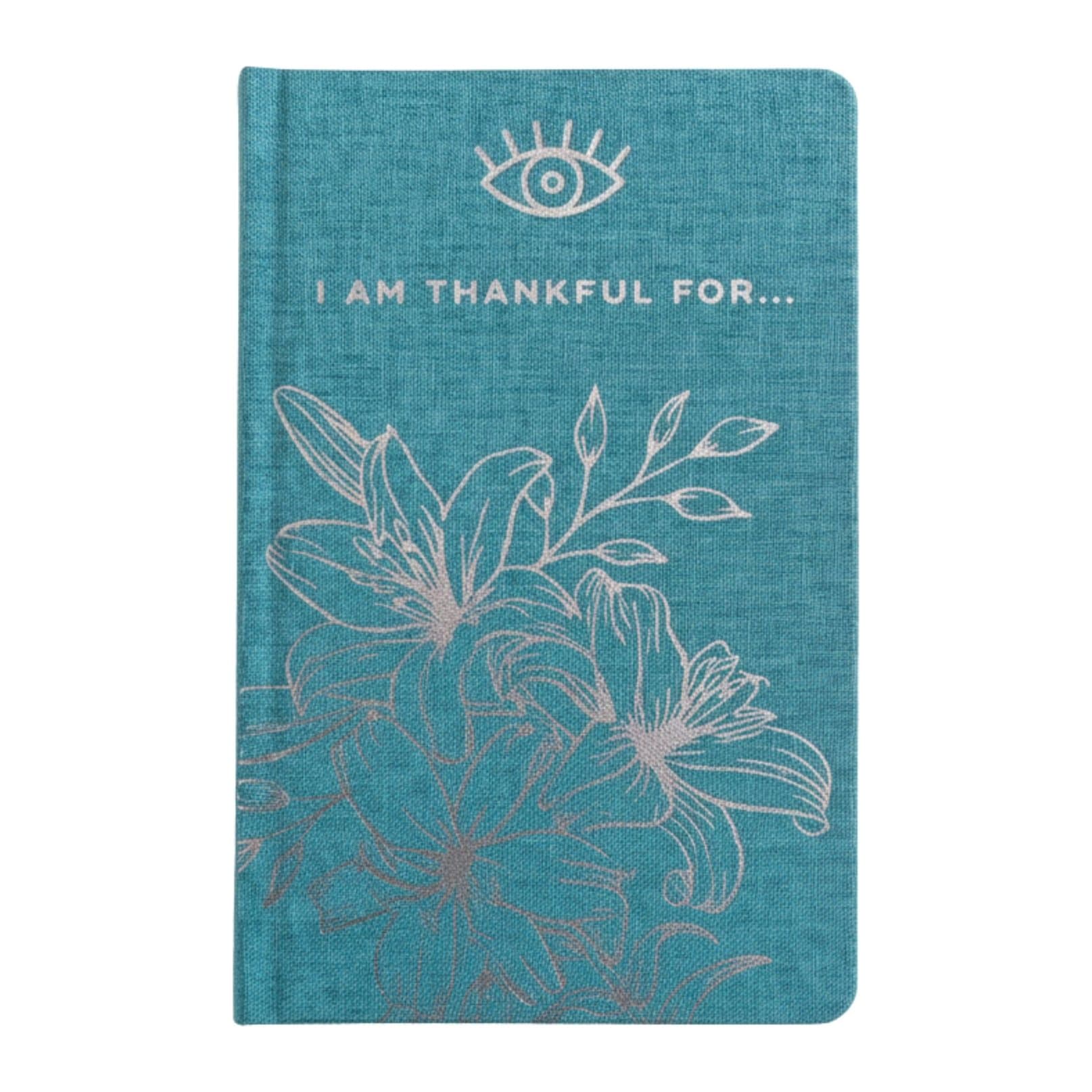 Gratitude journal with silver detailing in blue and black