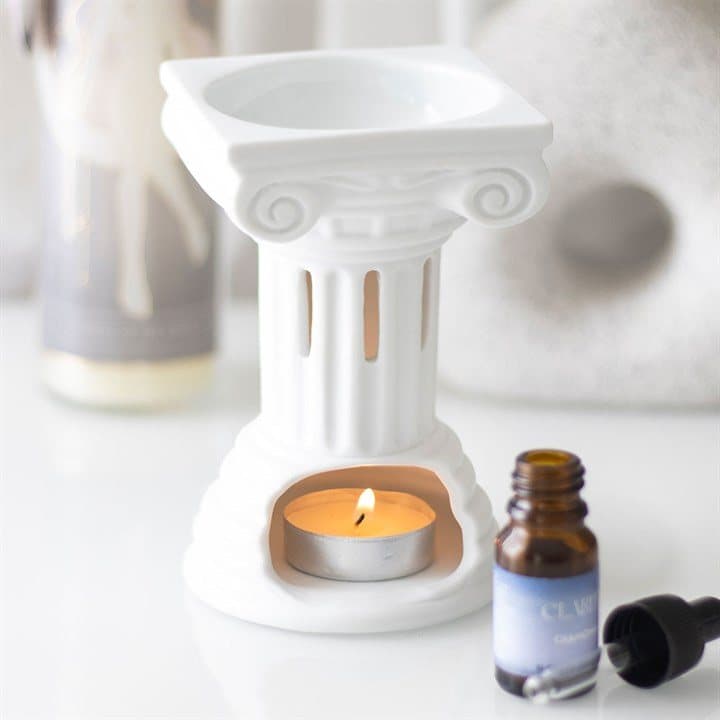 Ceramic Greek column oil burner and wax warmer