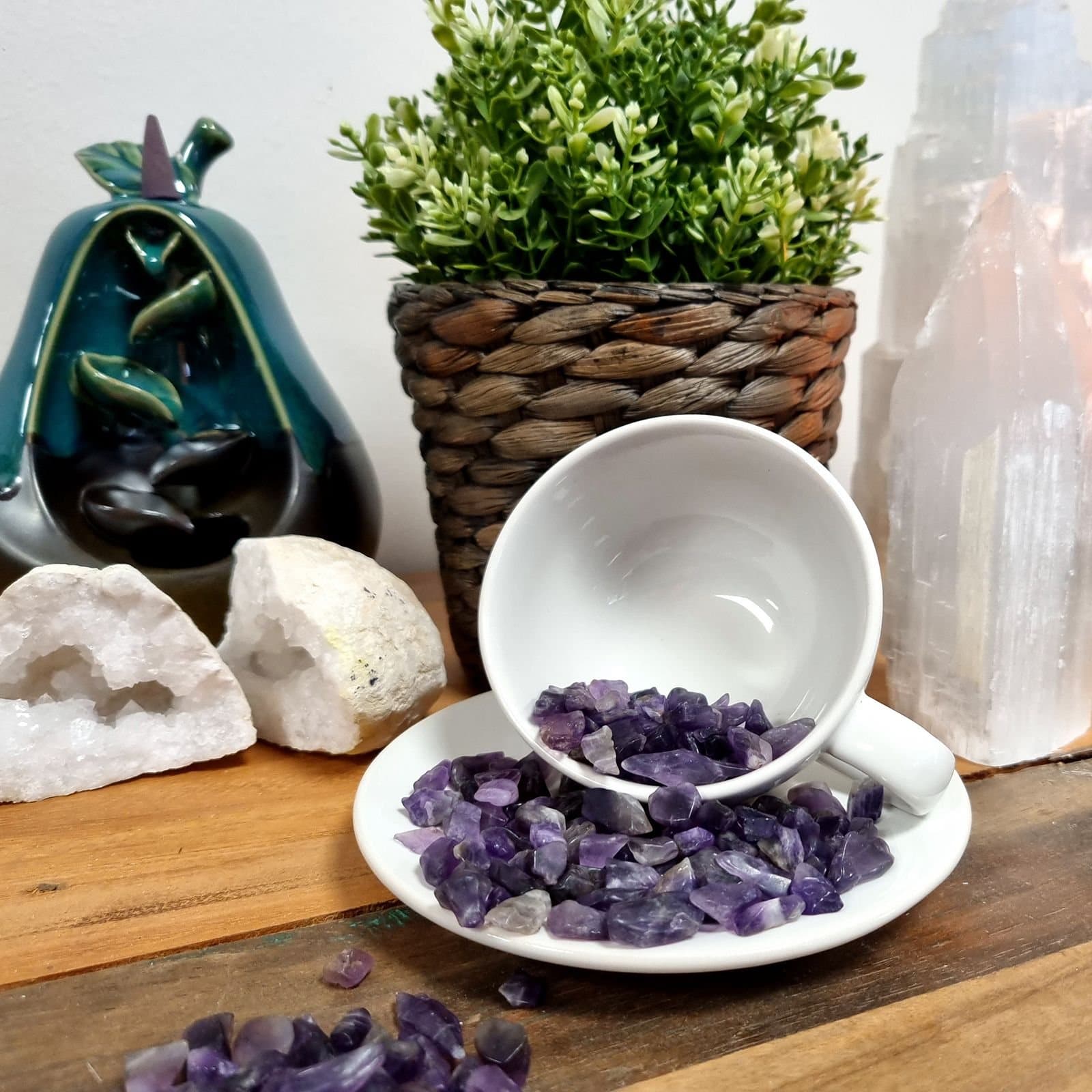 Pile of small green aventurine gemstone chips