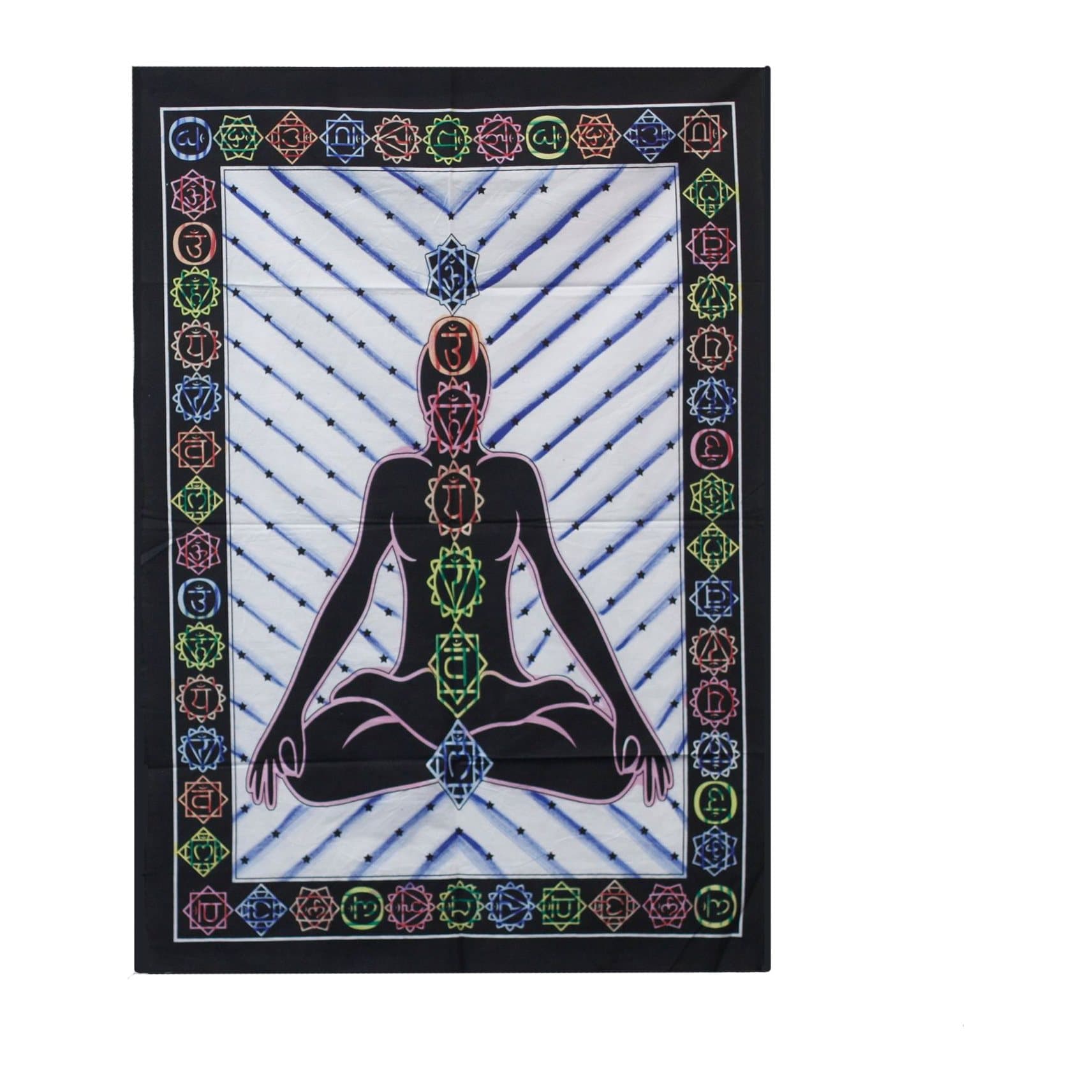 Handbrushed cotton wall hanging with a chakra Buddha design