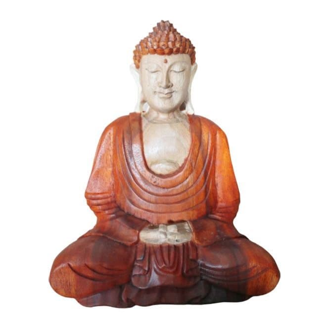 Hand carved Suar wood Buddha statue