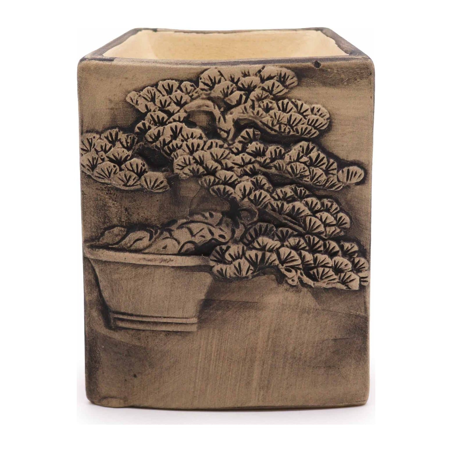 Hand painted ceramic bonsai oil burner in slate