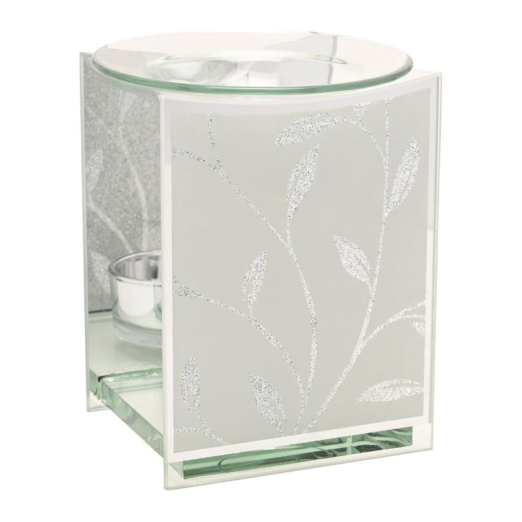Hestia oil burner with a glitter leaf design