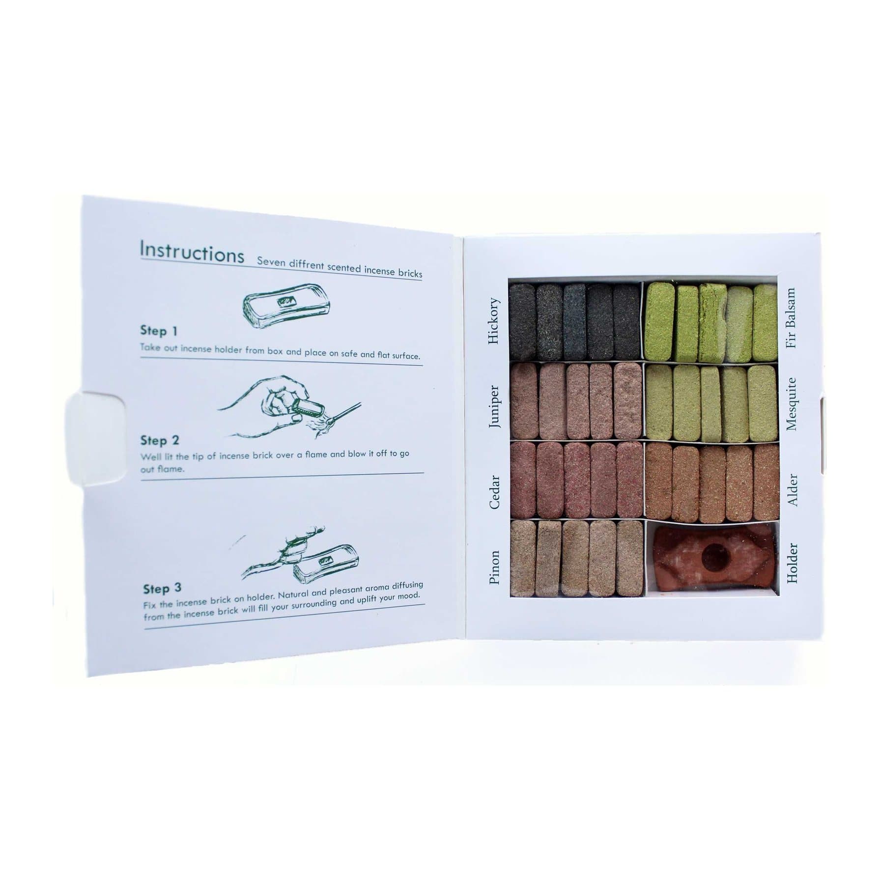 Display set of Himalayan incense bricks with a terracotta holder