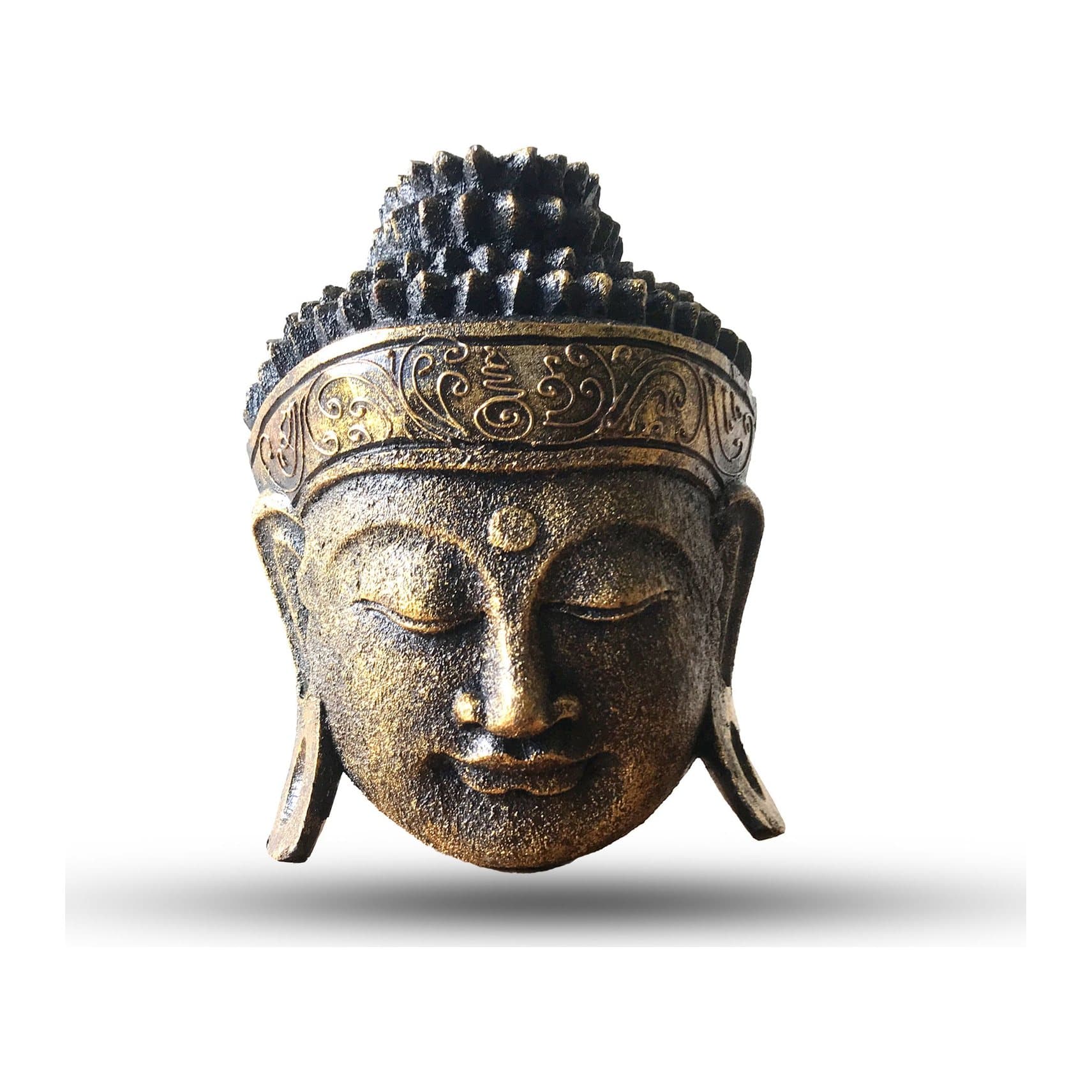 Wooden Buddha head with a shine finish