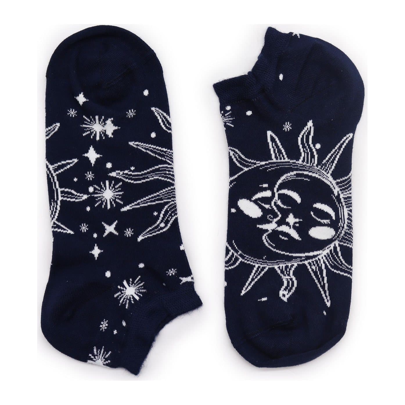 Low-cut bamboo socks with a sun and moon design