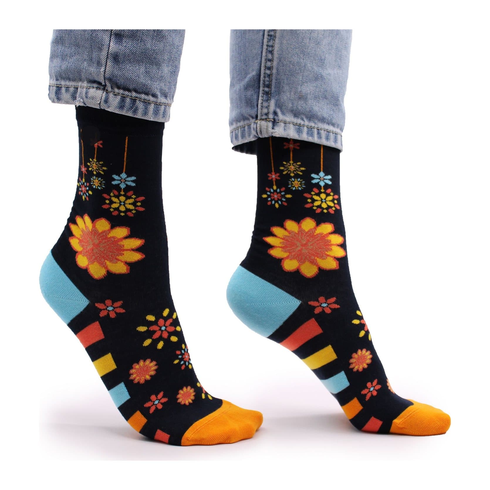 Hop Hare bamboo socks with a mandala flowers design