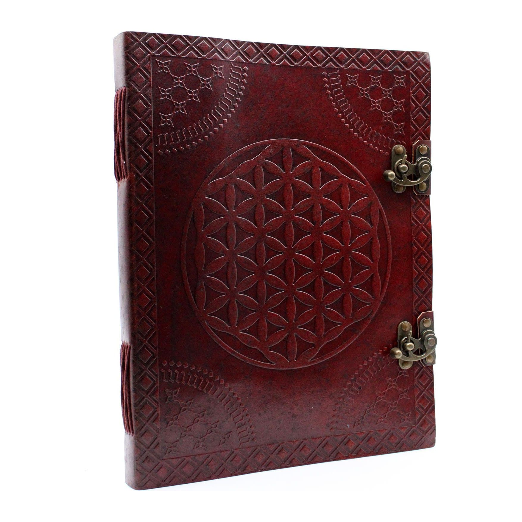 Huge leather journal with a Flower of Life design