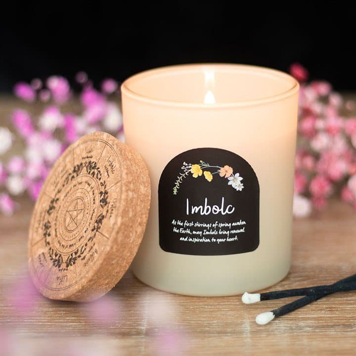Spiced vanilla candle in a glass jar with a natural cork lid