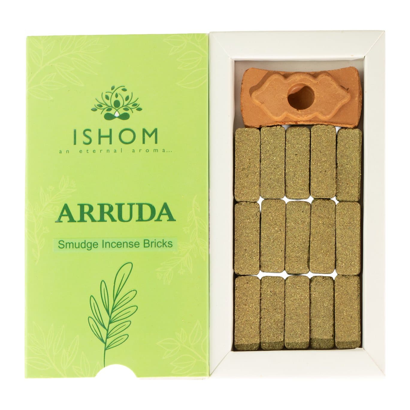 Arruda incense bricks with a terracotta burner