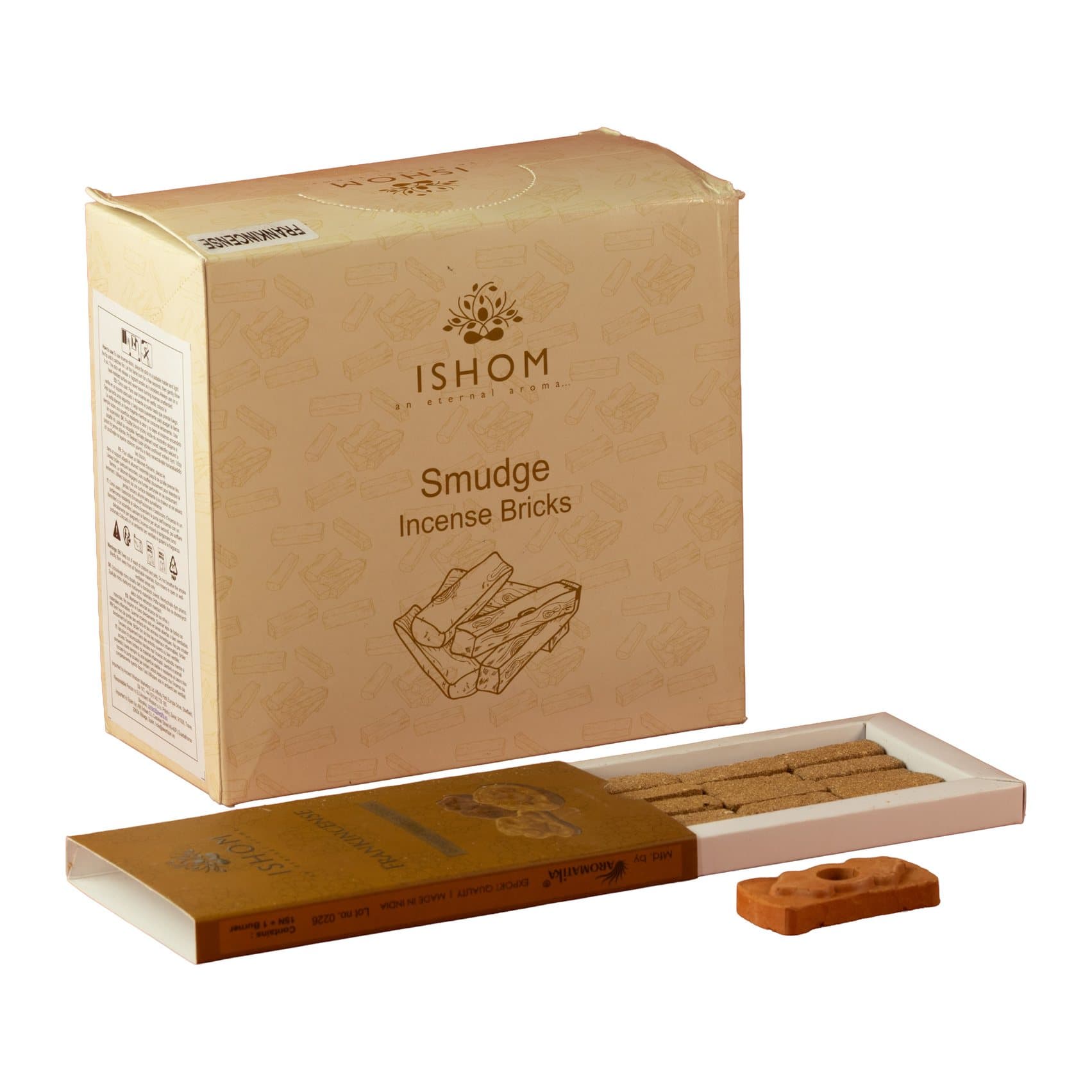 Frankincense incense bricks with a terracotta burner