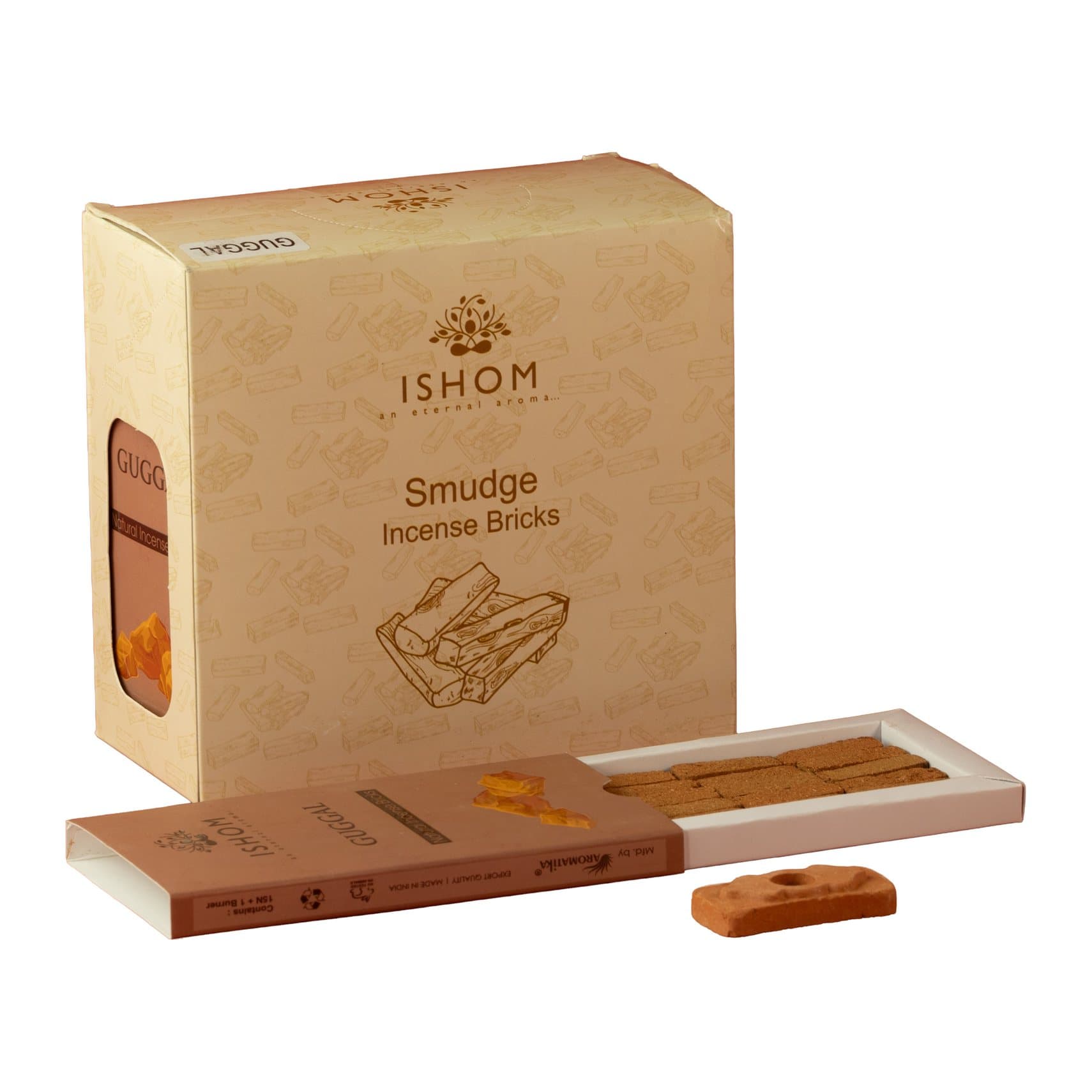 Guggal incense bricks with a terracotta burner