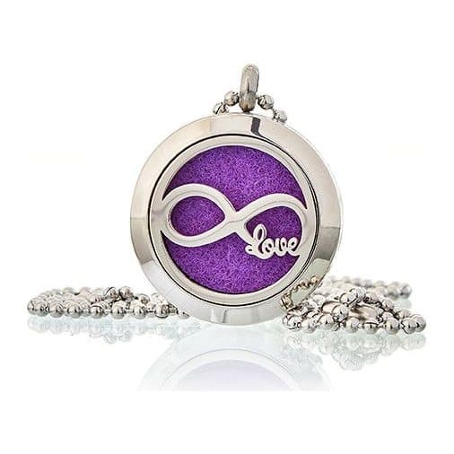 Infinity Love stainless steel diffuser locket necklace, 25 mm