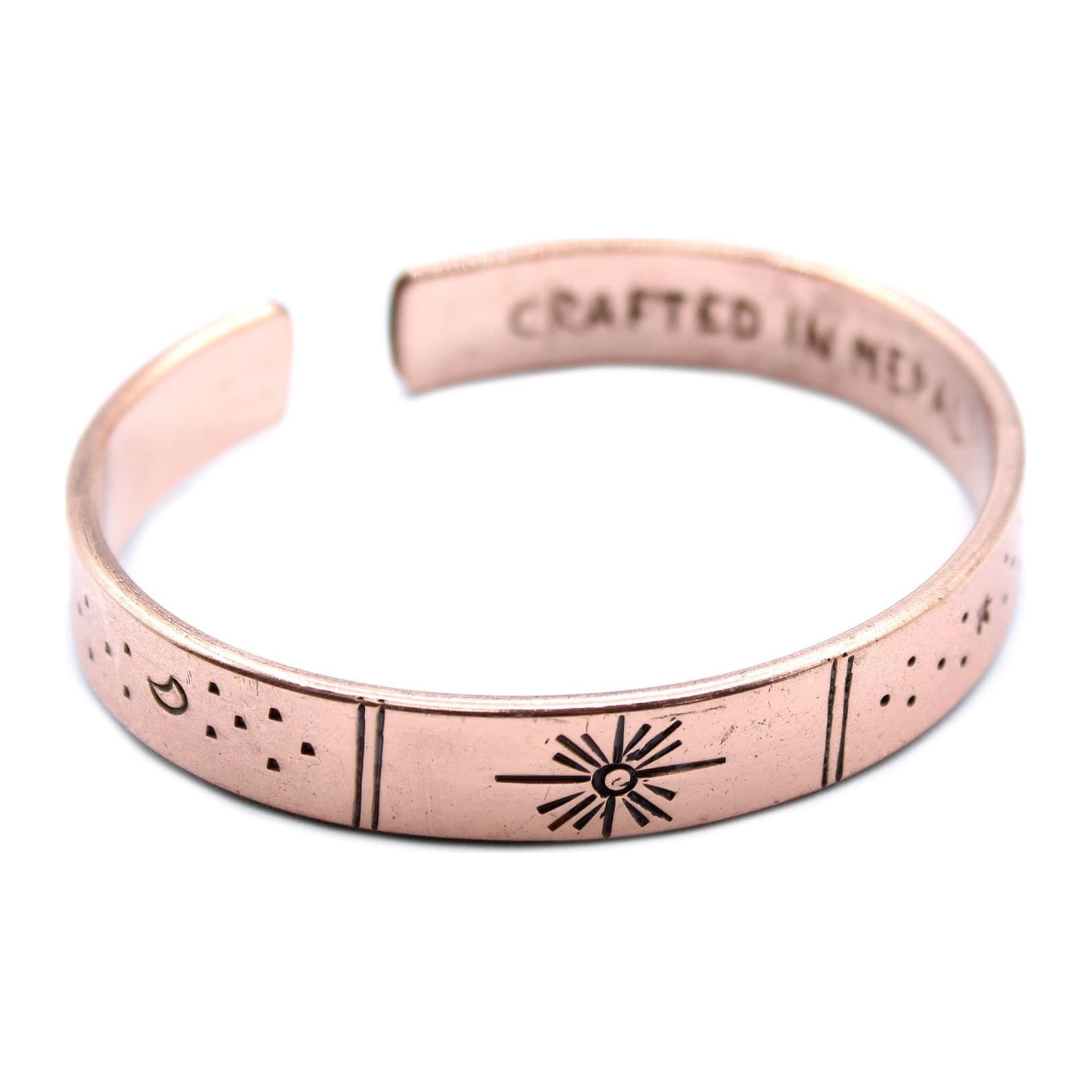 Handcrafted galaxy design bracelet in copper or brass