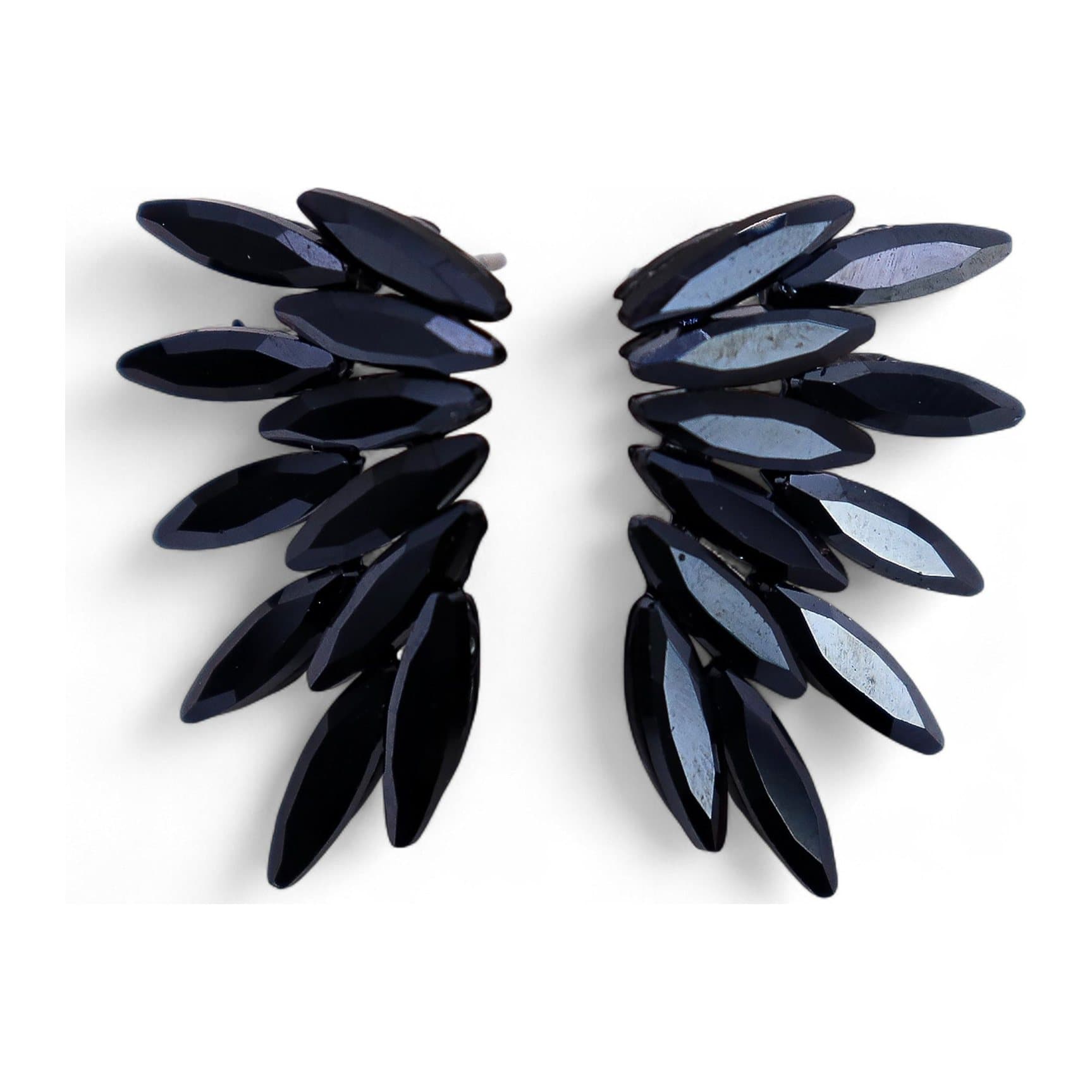 Jet black glass fairy earrings with stainless steel fittings