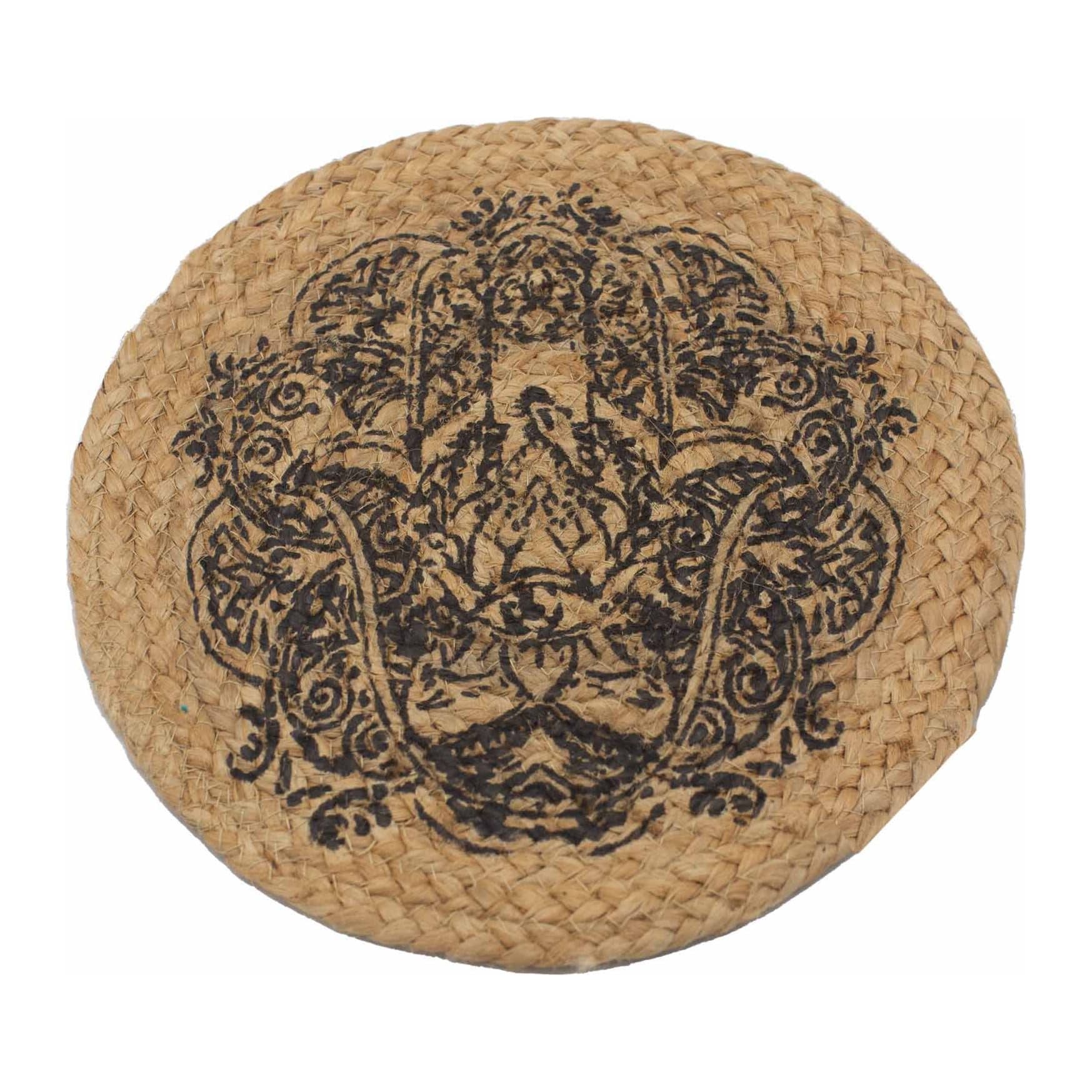 Natural jute place mat with a Hamsa Print