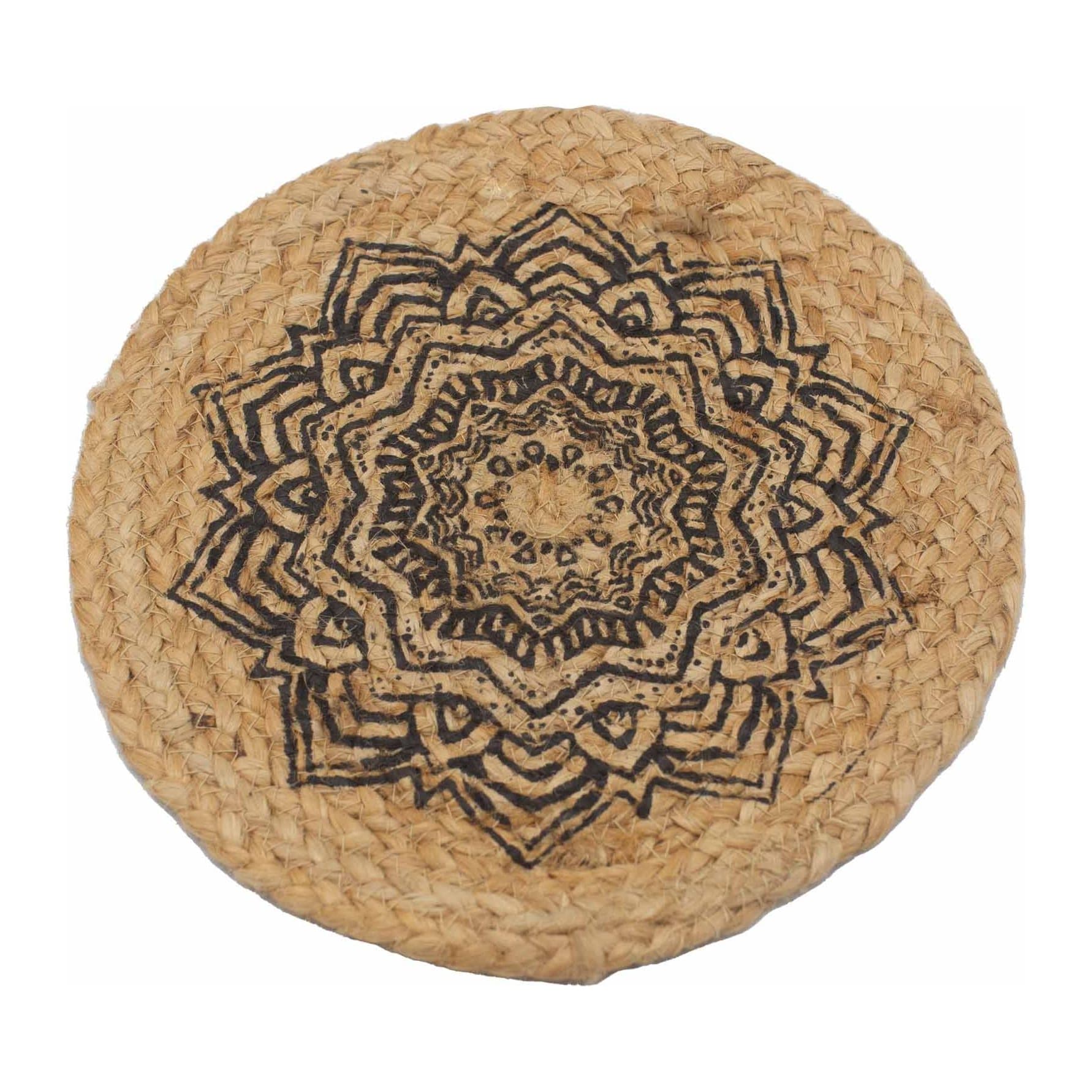 Natural jute placemat with a mandala print