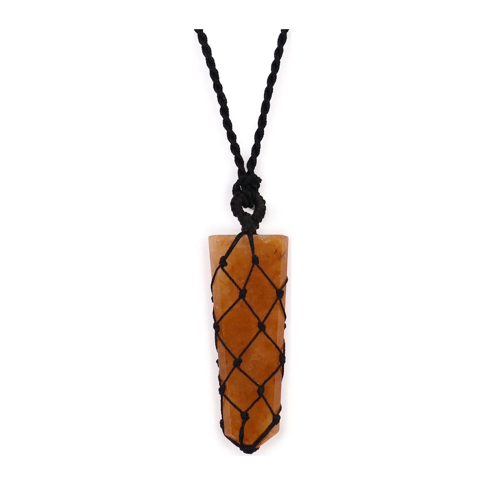 Golden quartz flat point pendant on an adjustable string