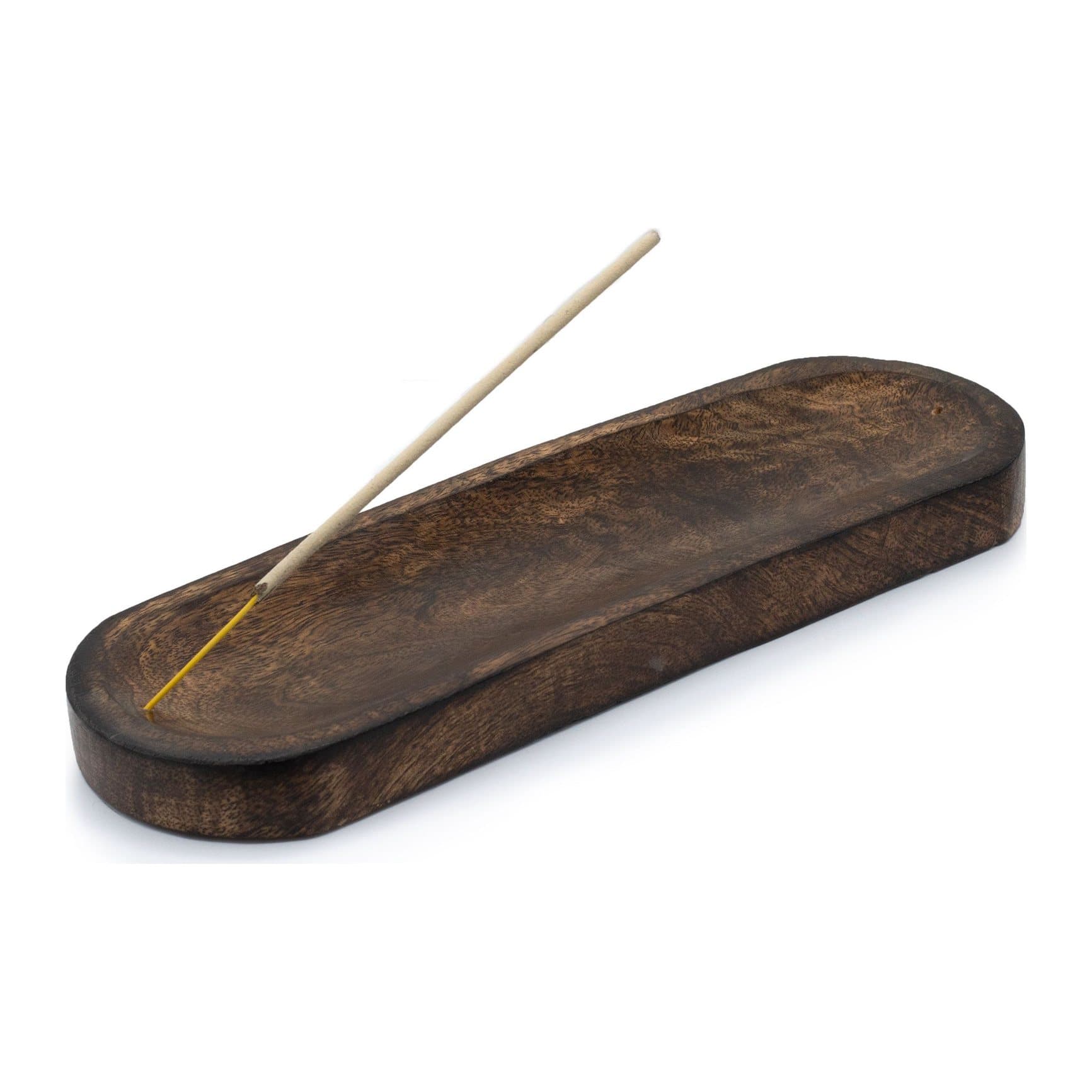 Long mango wood incense tray, 30 x 10 cm