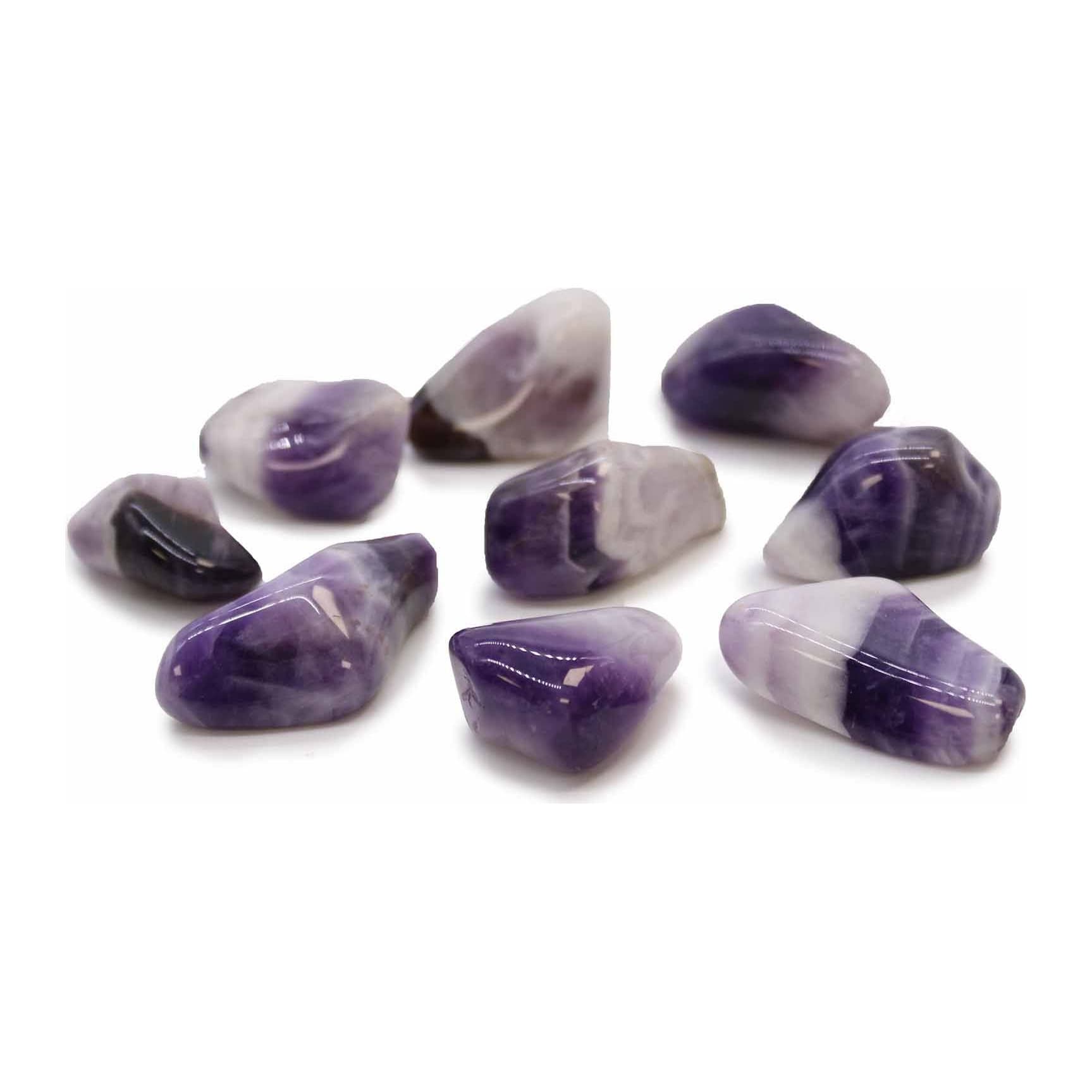 Large banded amethyst tumble stones in purple