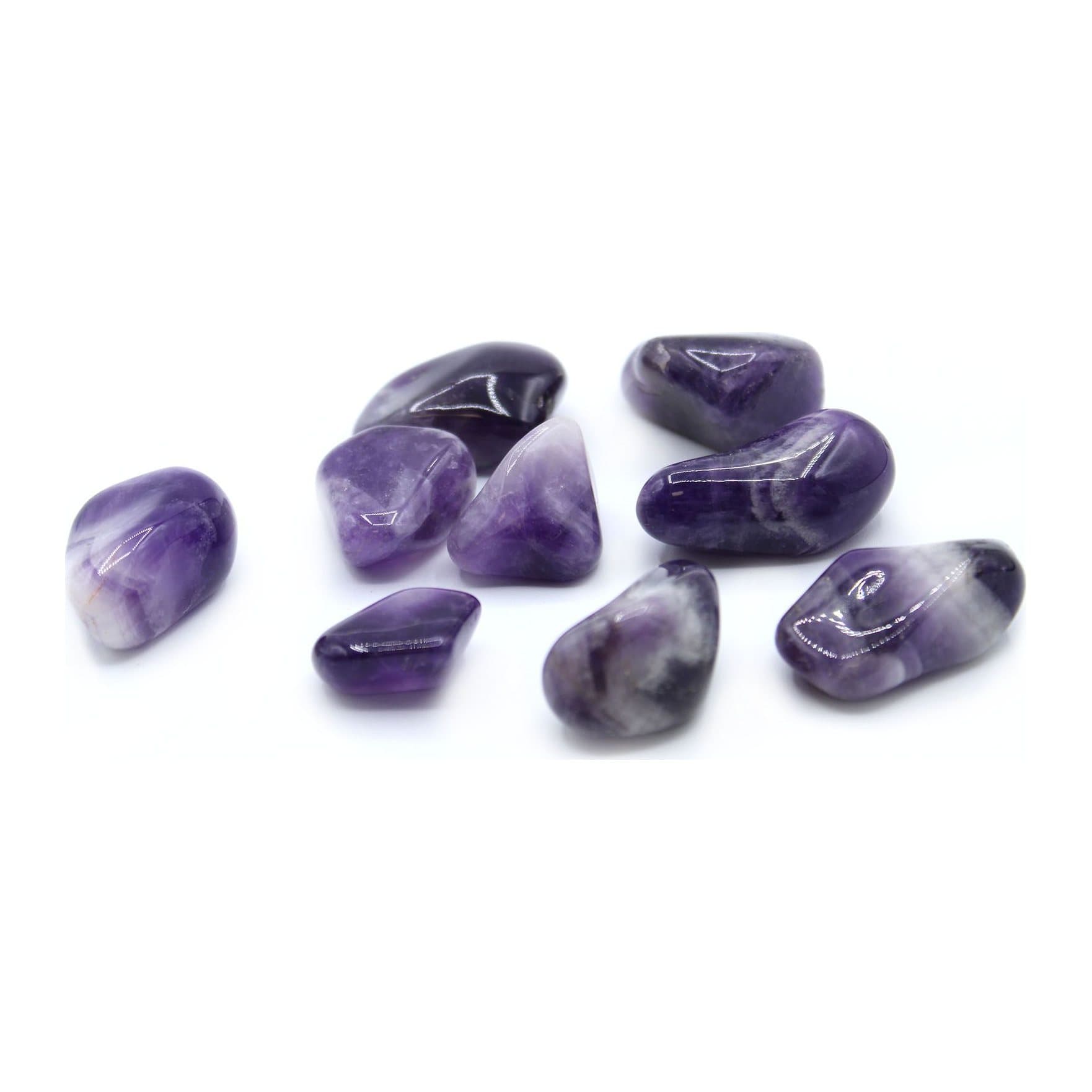 A bag of large banded amethyst tumble stones
