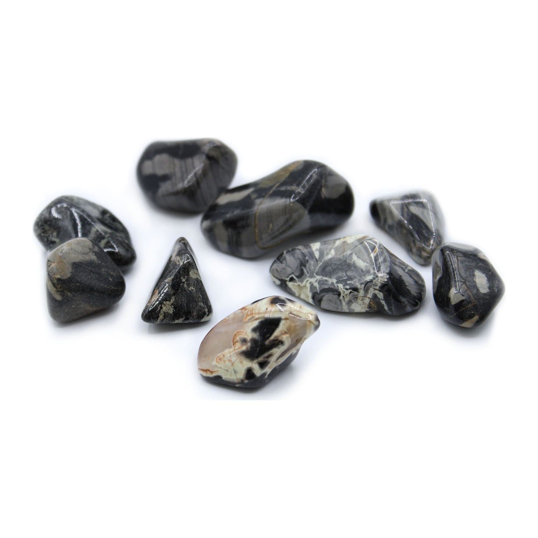 Bag of polished silverleaf jasper tumble stones