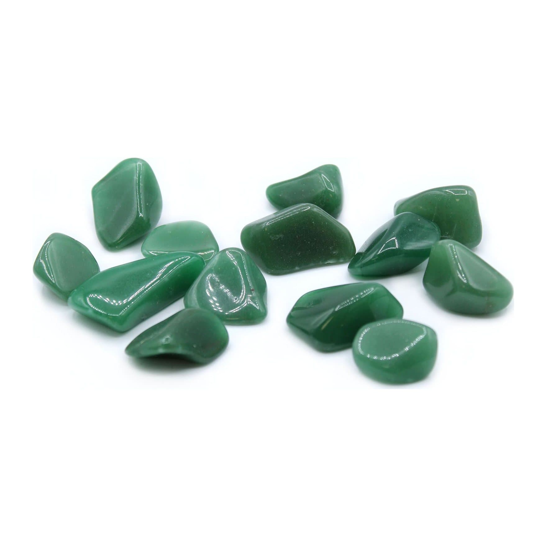 Bag of large polished green quartz tumble stones