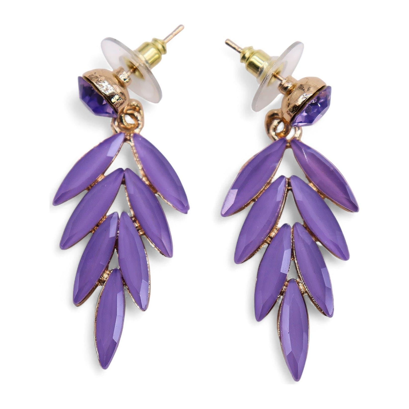 Lavender vintage glass fairies earrings in glass and stainless steel