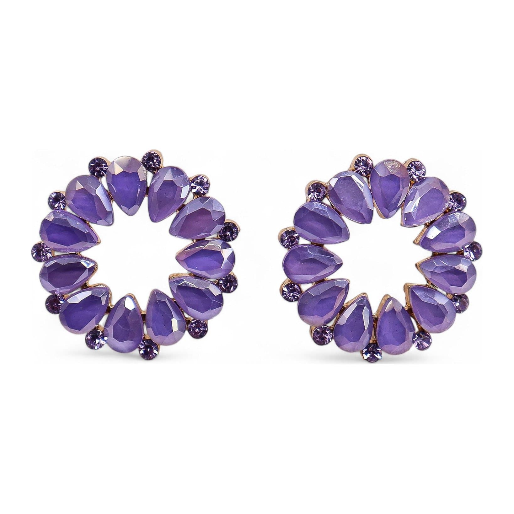 Lilac glass loop earrings with stainless steel