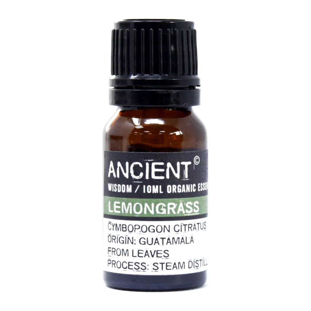Two 10 ml bottles of lemongrass organic essential oil