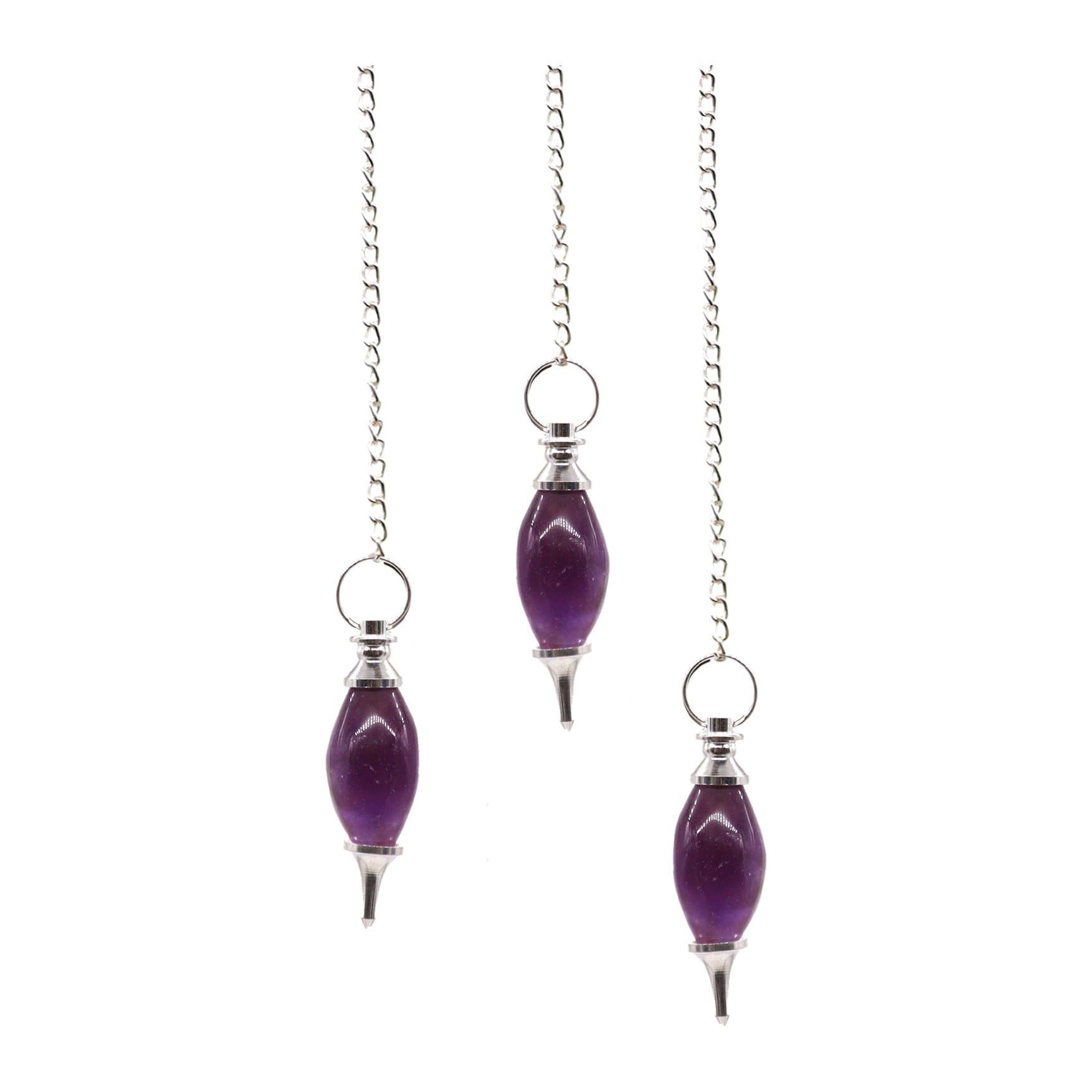 Lingam shaped amethyst gemstone pendulum