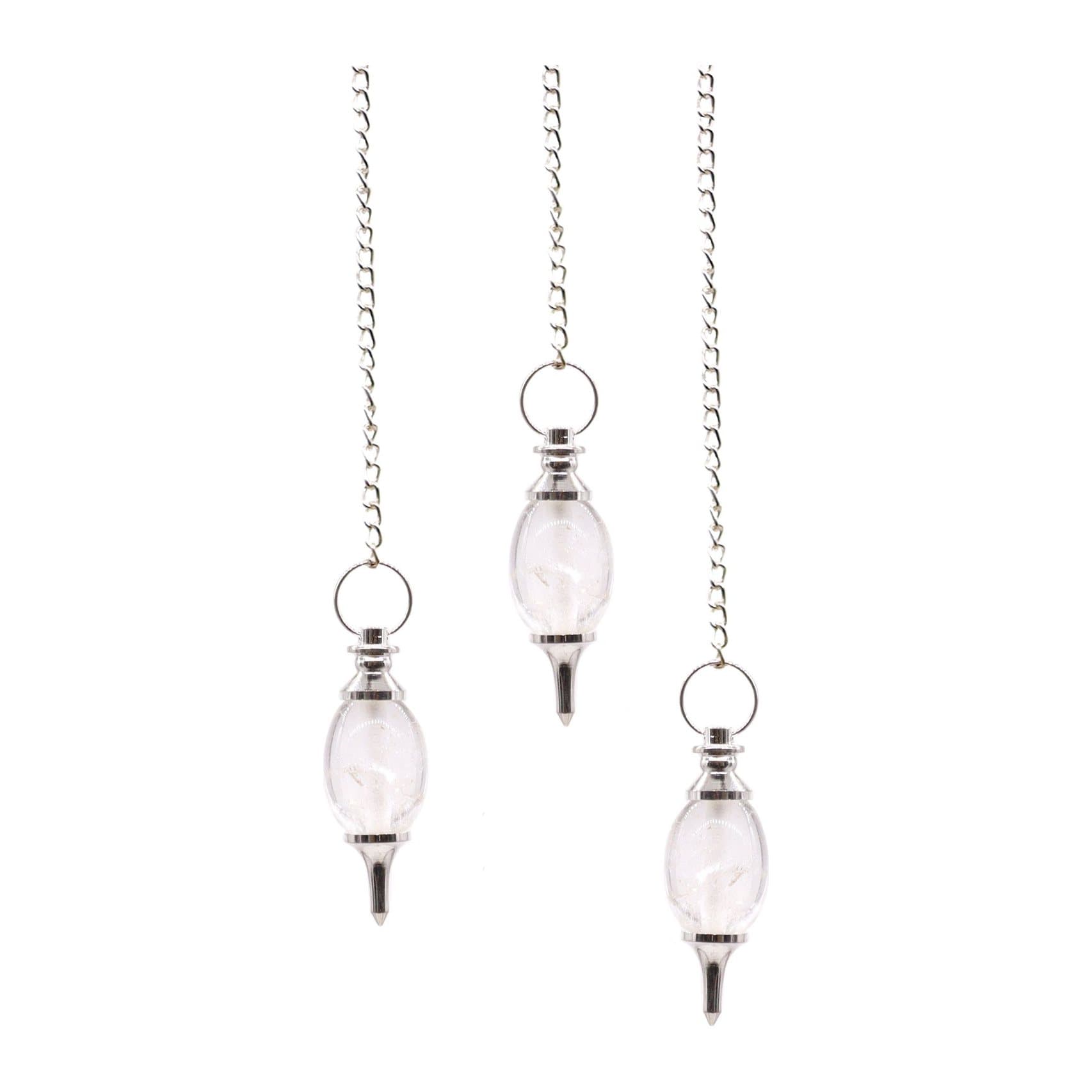 Lingam shaped rock quartz gemstone pendulum