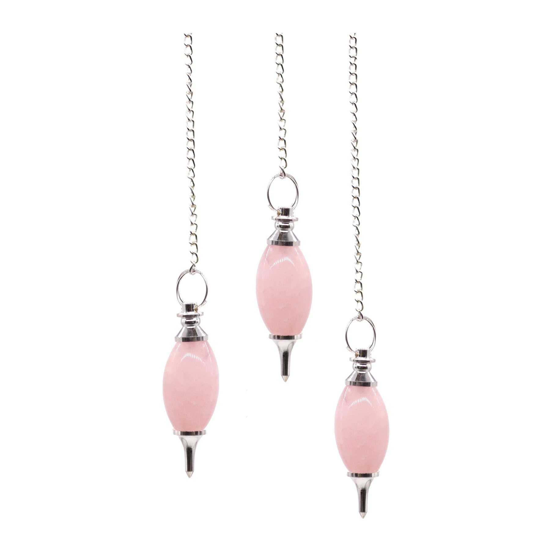 Lingam shaped rose quartz gemstone pendulum