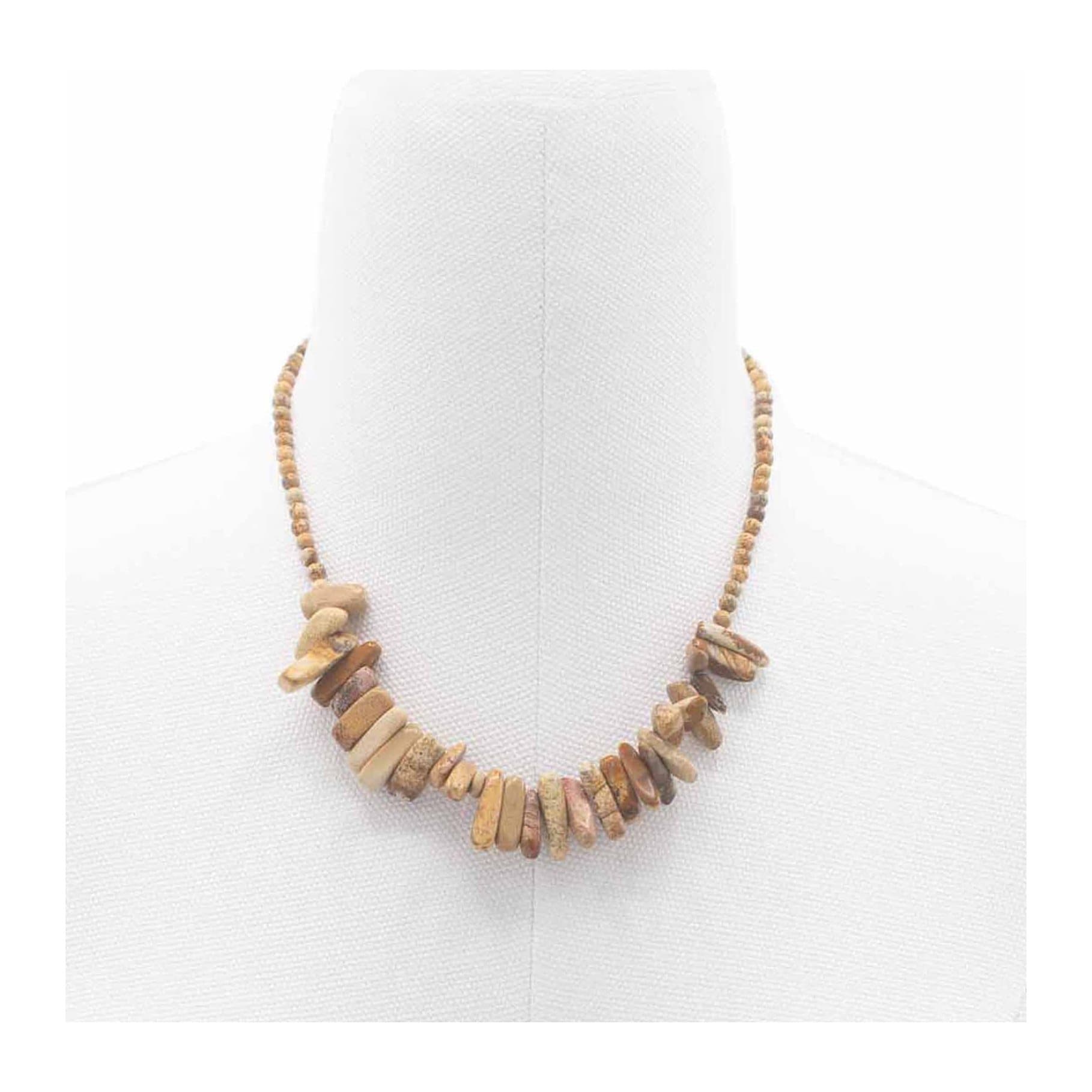 Necklace of map stone gemstones with map-like patterns