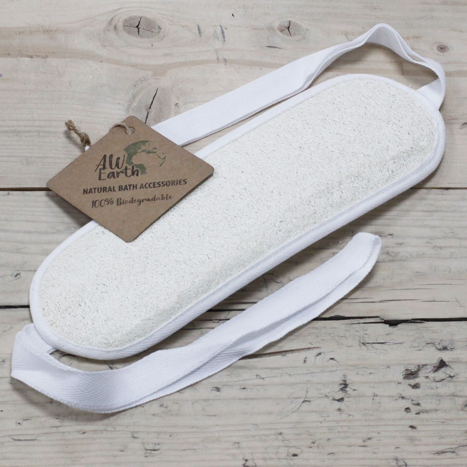 Long flat natural loofah back scrub made from loofah and cotton