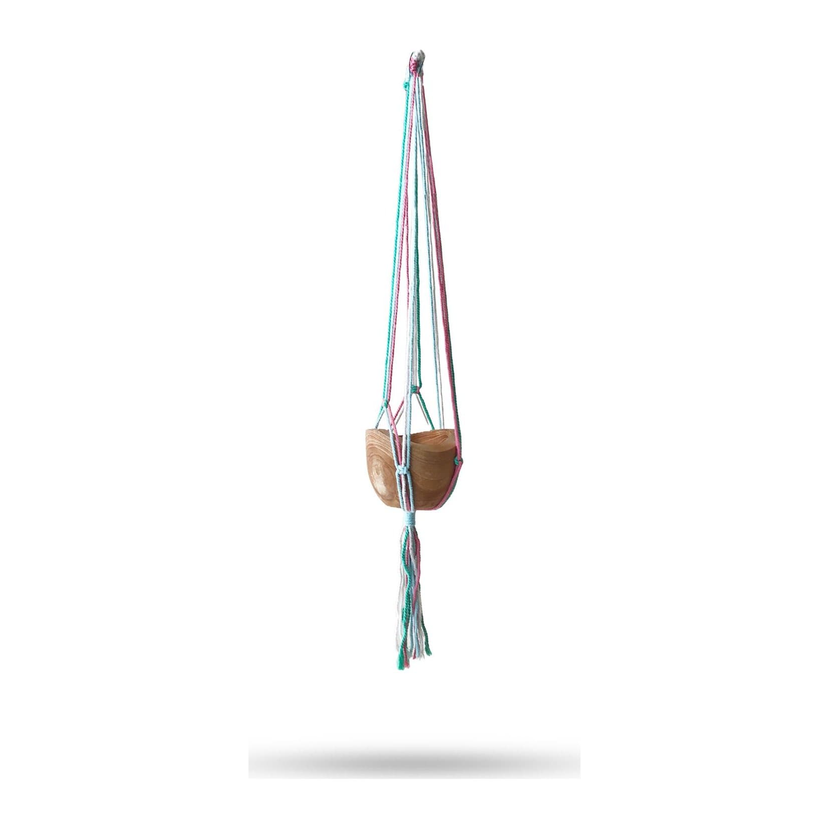 Classic macrame pot holder in pastel tones