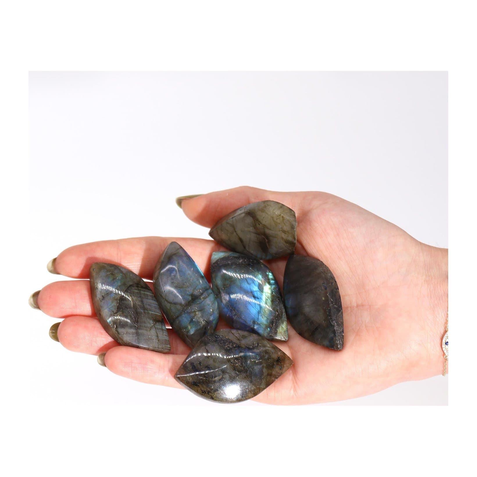 Two labradorite leaf stones from Madagascar