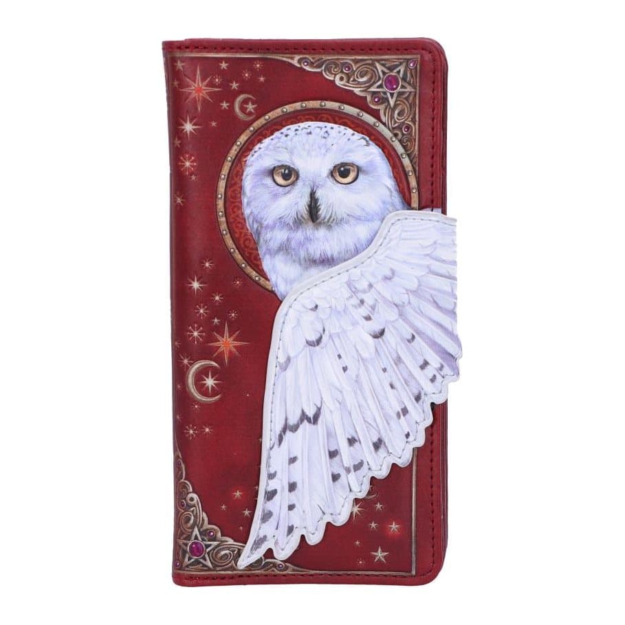 Magical Flight embossed owl purse with a wing that opens the cardholder