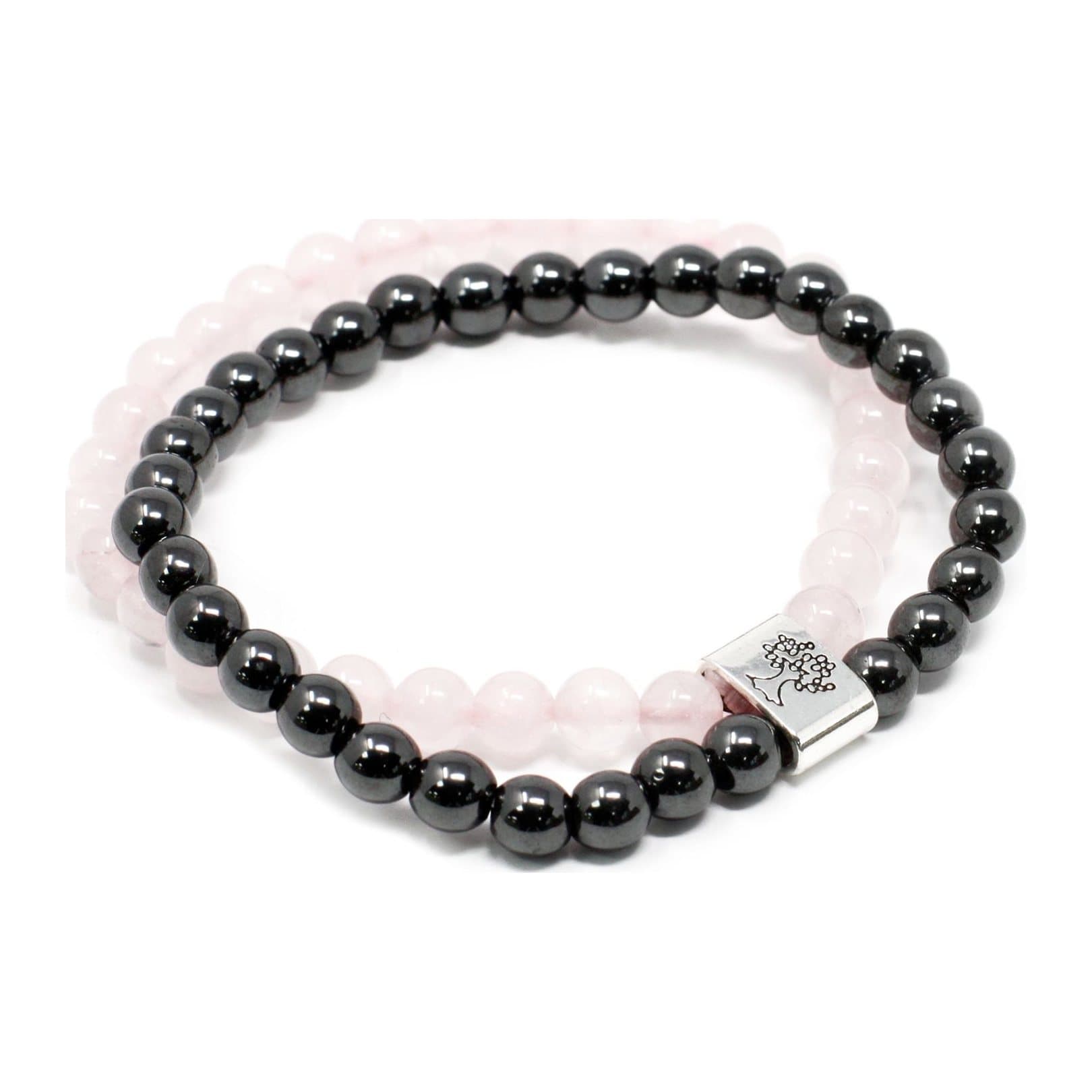 Magnetic rose quartz gemstone bracelet on strong elastic