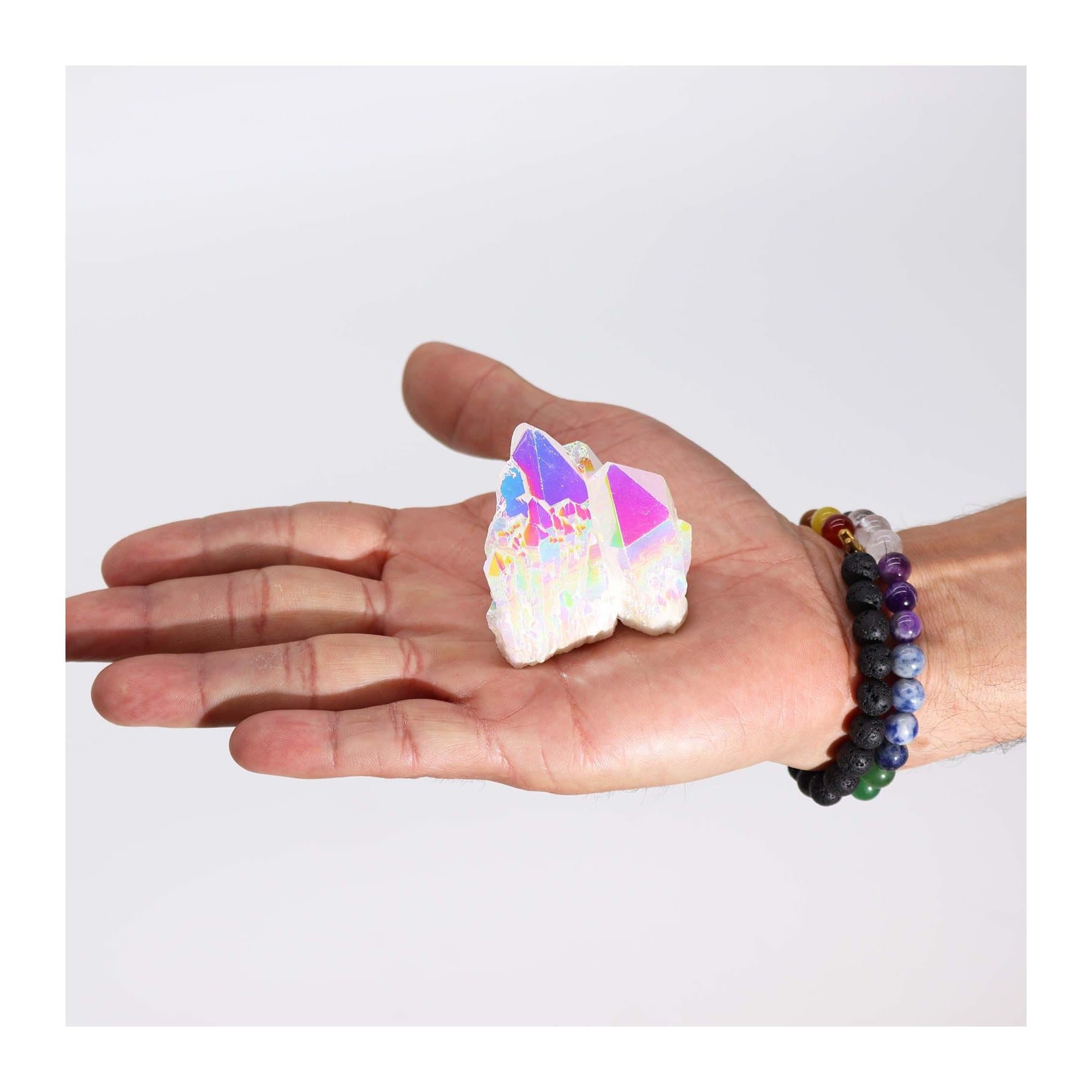 Medium piece of aura angel quartz crystal