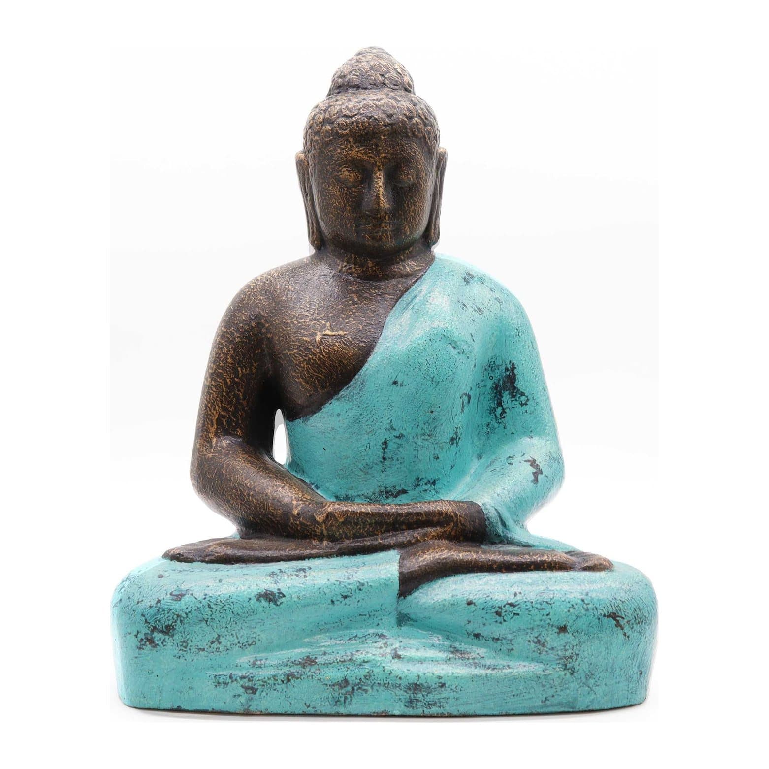 Medium Buddha statue in classic turquoise and stone design
