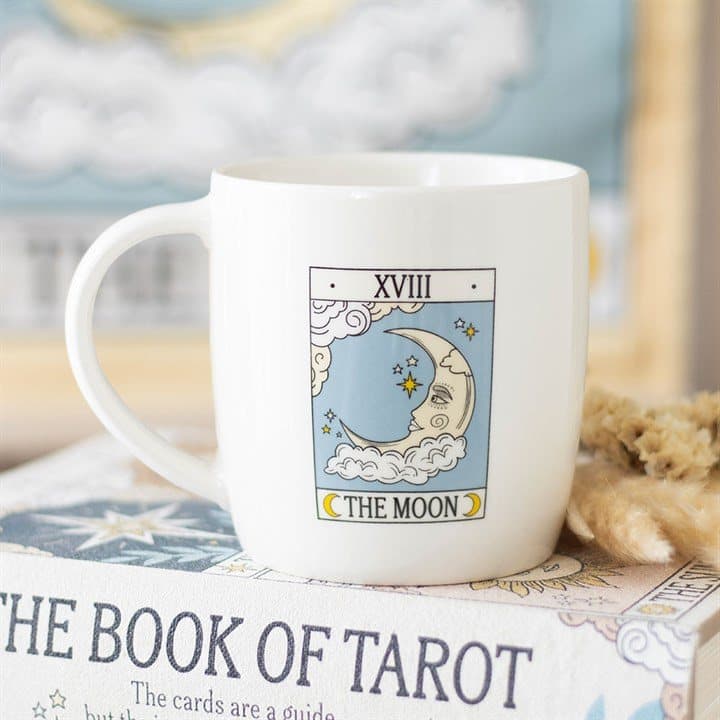 Ceramic mug with The Moon traditional tarot card design