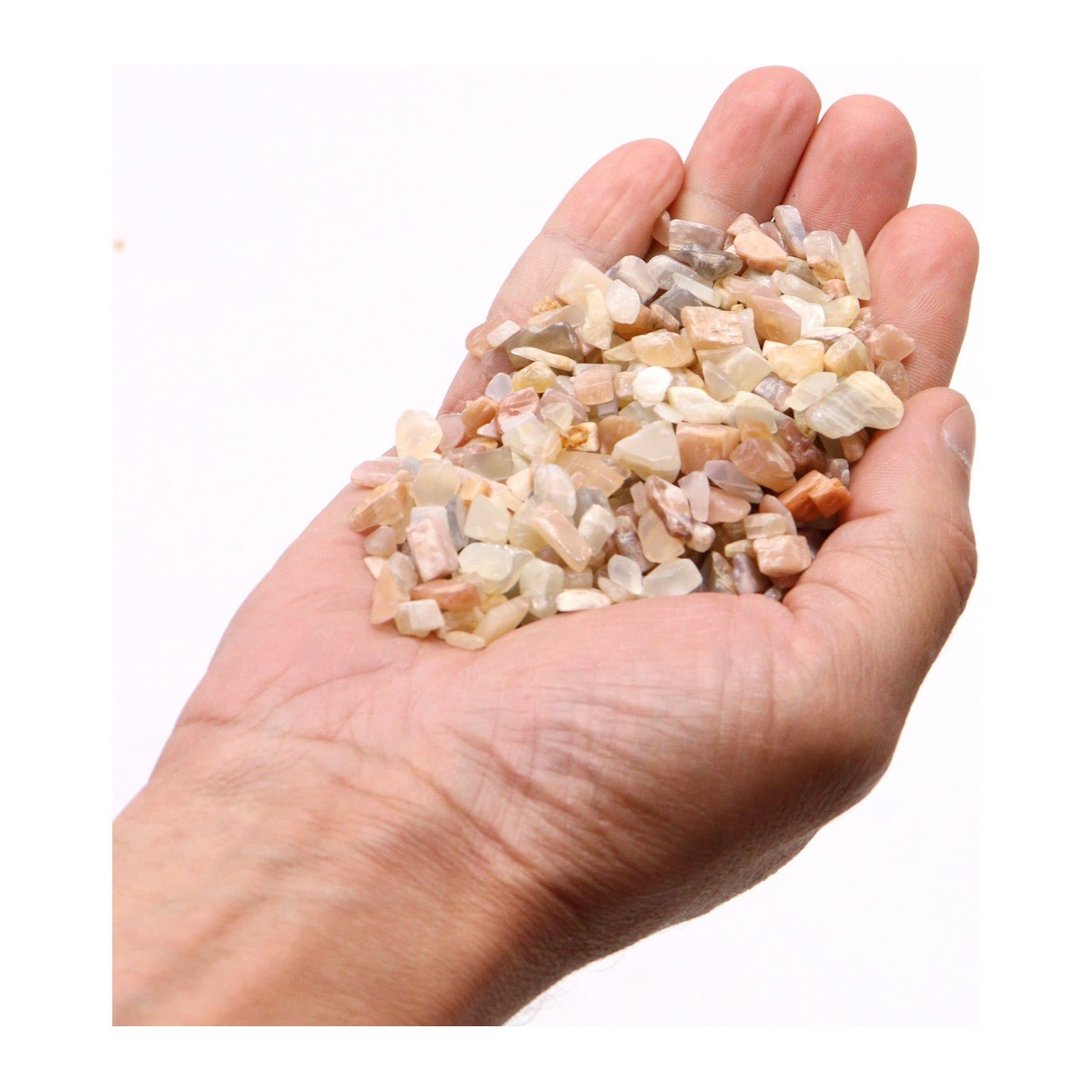 Pile of moonstone gemstone chips