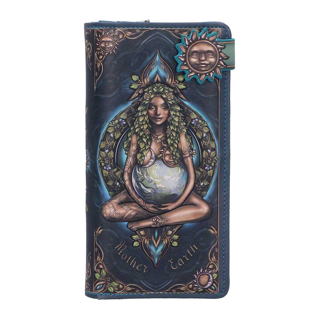 Mother Earth embossed purse with nature artwork and spiritual accents