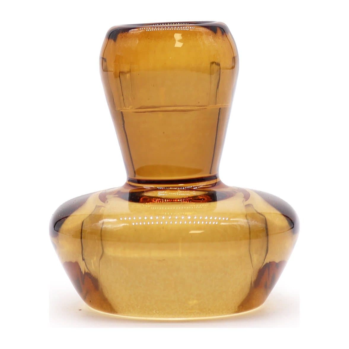 Antique amber pressed glass mushroom candle and tealight holder