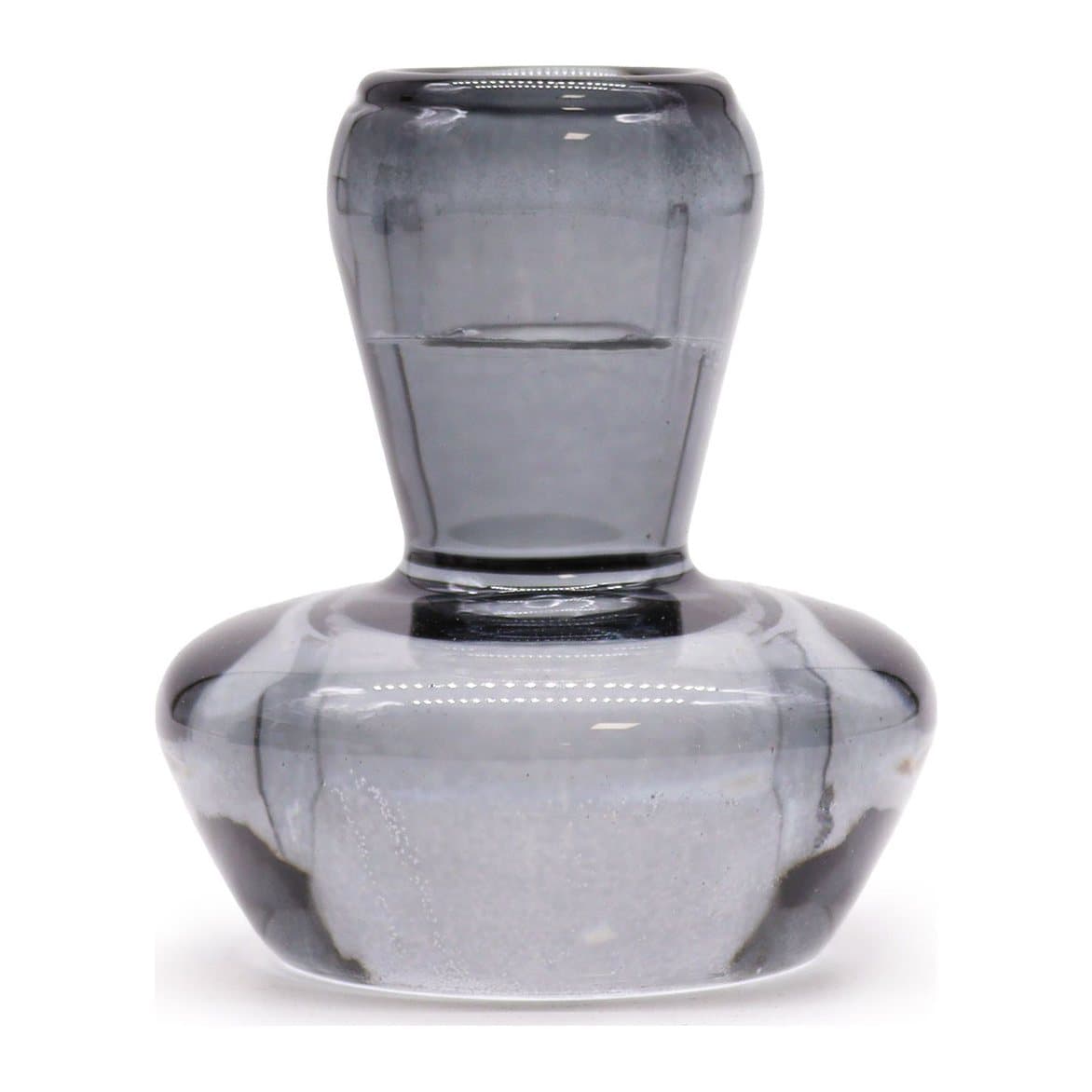 Midnight Grey pressed glass mushroom candle holder