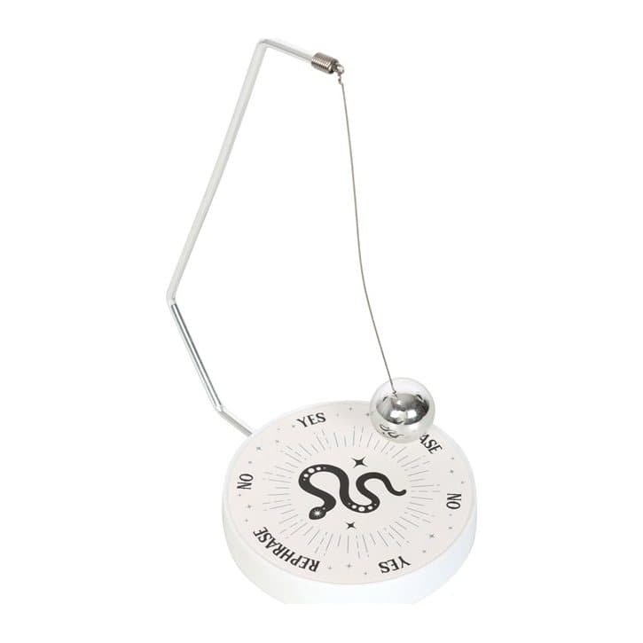 Metal decision maker with a mystic snake design and a spherical pendulum