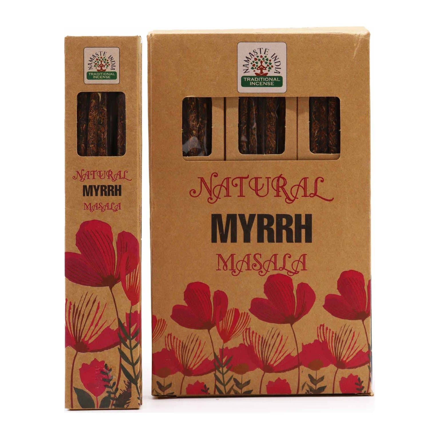 Box of natural botanical masala myrrh incense sticks