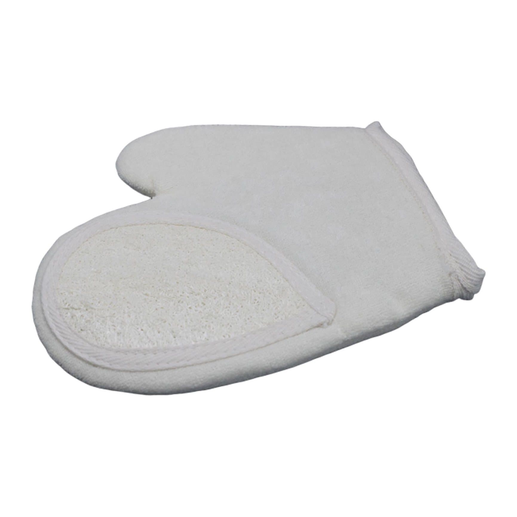 Natural loofah body scrubs in glove, oval, heart, flower and oval rub shapes